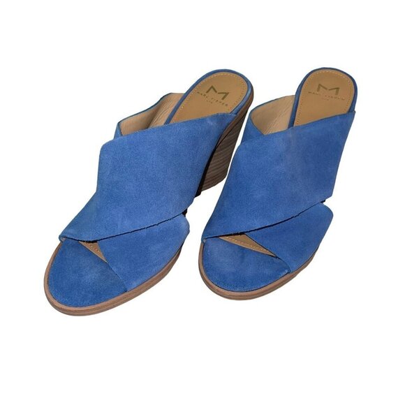 Marc Fisher Ltd Womens Mules Size 9.5 Blue Suede Volla Open Toe China - Picture 1 of 8